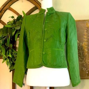 Peter Nygard Green Embroidered Blazer
